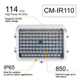 CMVision CM-IR110-850NM  114pc LEDS 300-400ft Long Range IR Illuminator (2A DC12 Power Included)