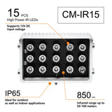 CMVision IR15-940nm WideAngle 60-80 Degree 15pc Power LED IR Array Illuminator (3A UL Power Included)