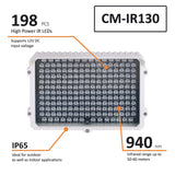 CMVision CM-IR130-940NM  Invisible for Human eye 198pc LEDS 50-100 ft Long Range IR Illuminator (3A 12VDC Power Included)